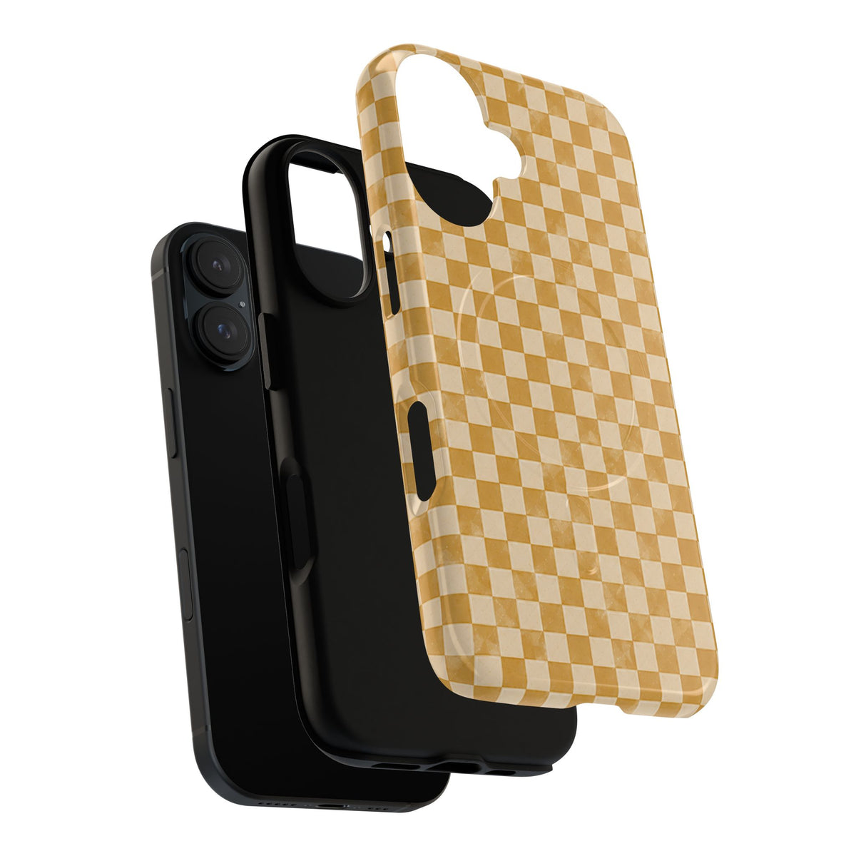 Golden Check Magnetic Protective Phone Case – Tough Dual-Layer Cover