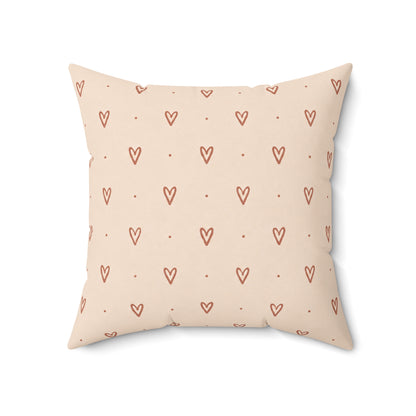 Little Sweet Hearts Pillow - Blush Heart Throw Pillow - Cute Decorative Cushion - Neutral Bedroom Decor