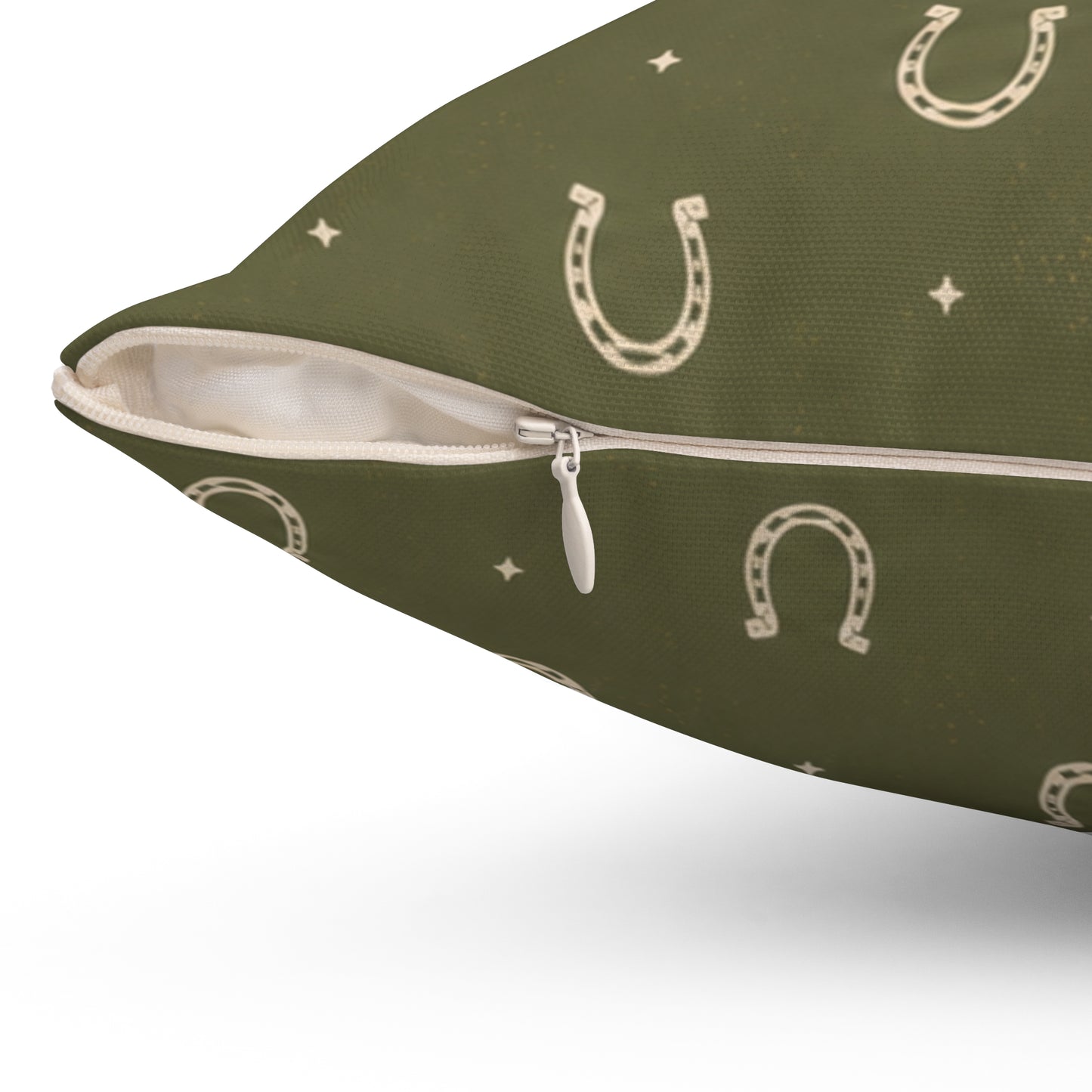Lucky Olive Horseshoe Throw Pillow – Western Boho Decorative Cushion