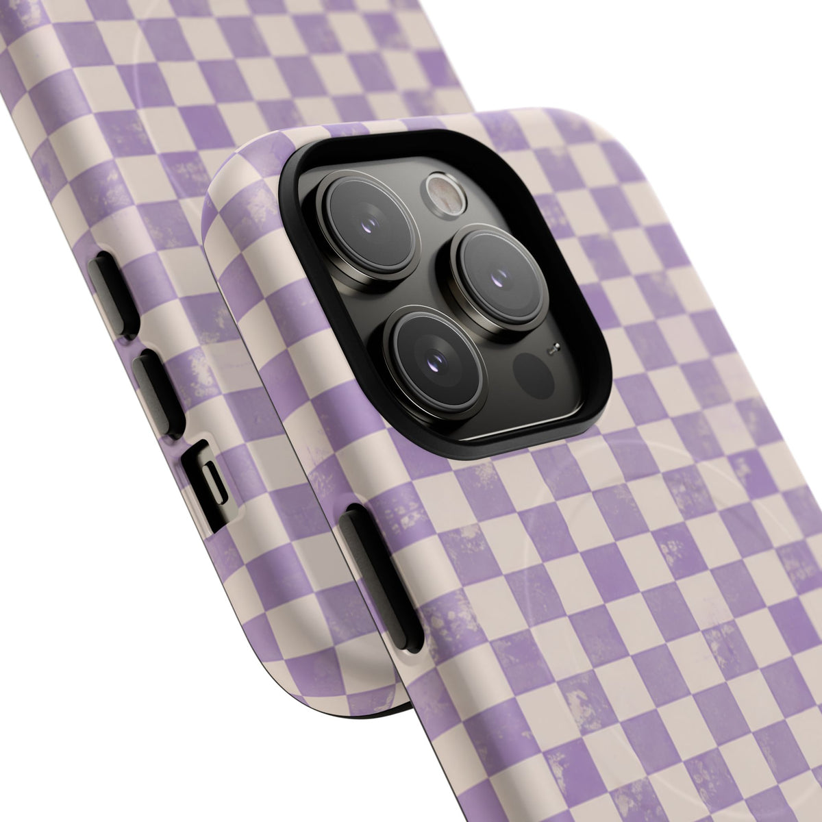 Lavender Check Magnetic Protective Phone Case – Tough Dual-Layer Cover
