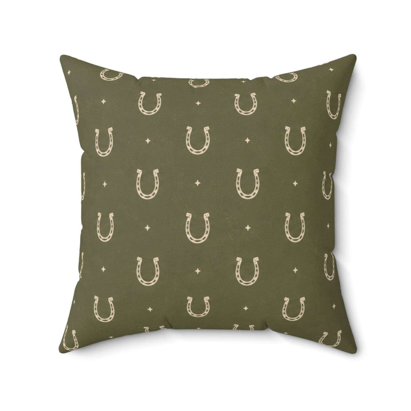 Lucky Olive Horseshoe Throw Pillow – Western Boho Decorative Cushion