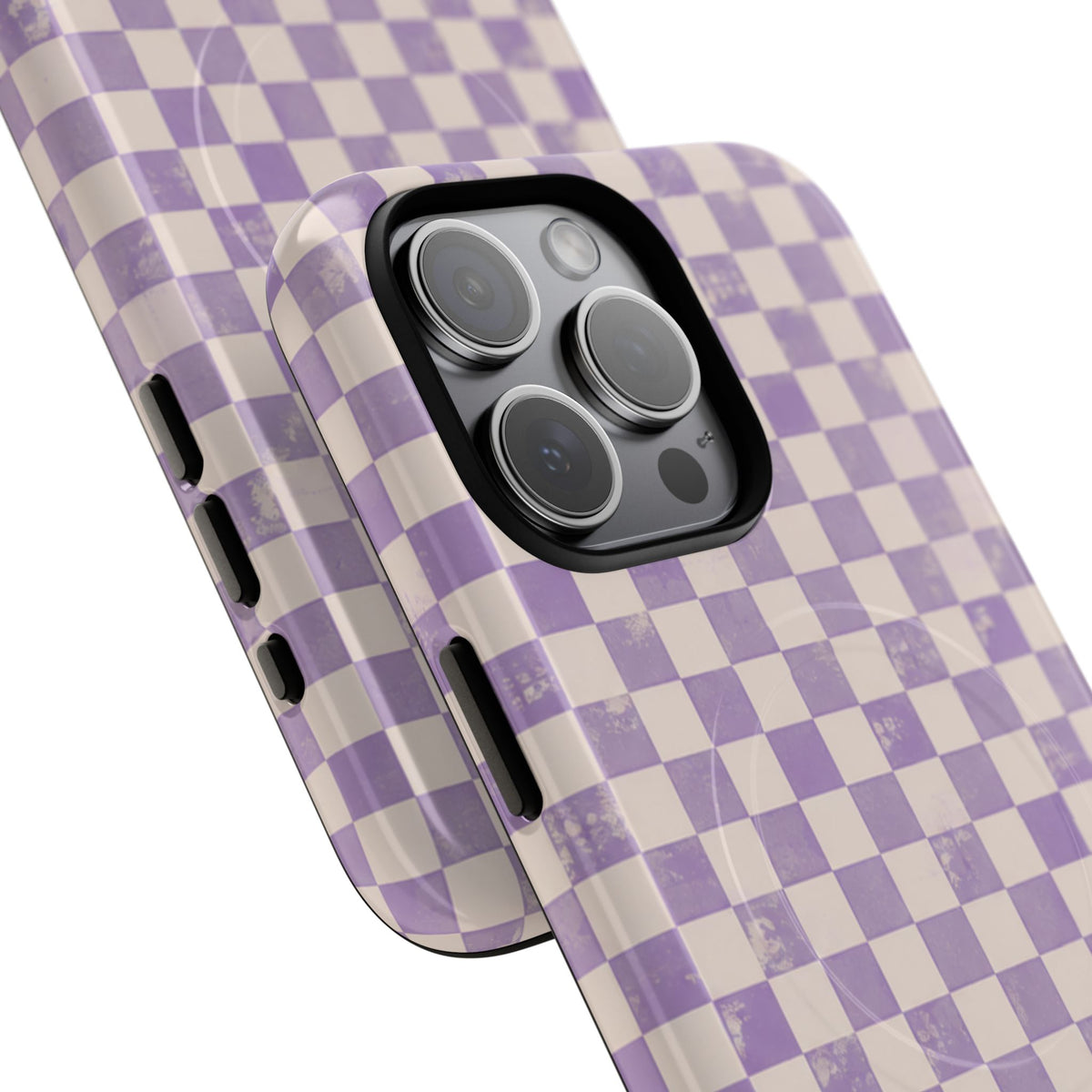 Lavender Check Magnetic Protective Phone Case – Tough Dual-Layer Cover