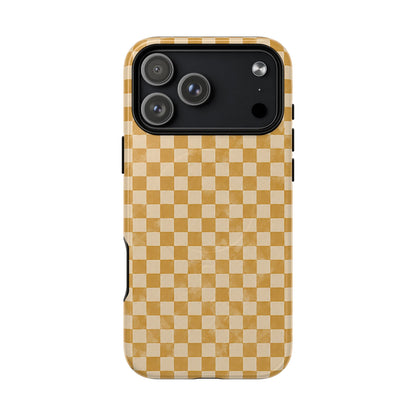 Golden Check Magnetic Protective Phone Case – Tough Dual-Layer Cover
