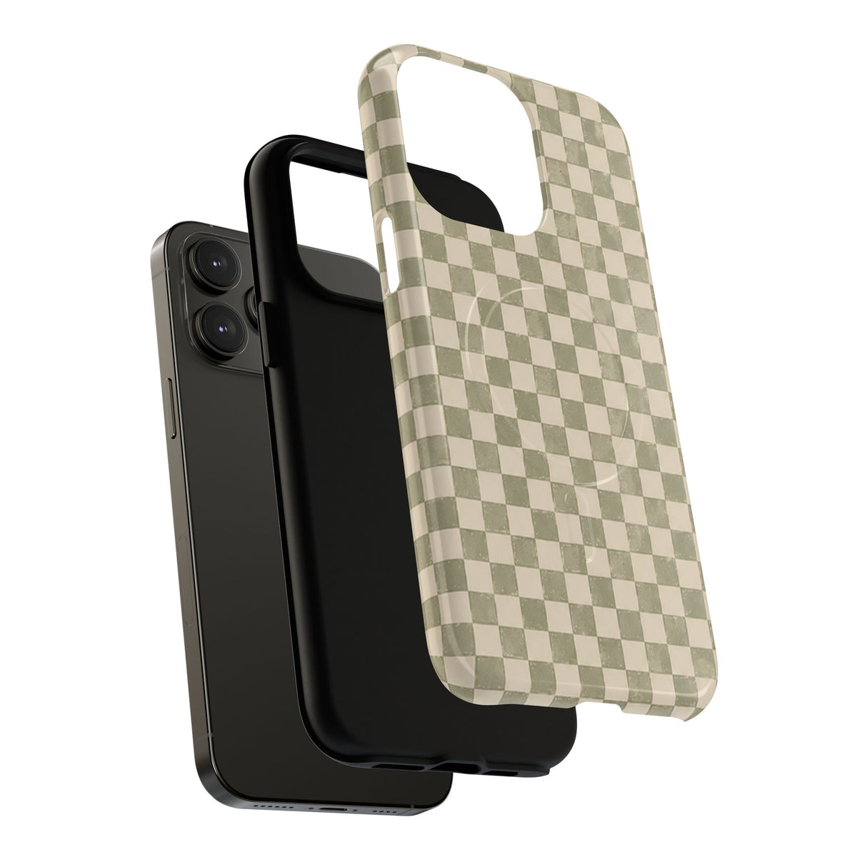 Sage Check Magnetic Protective Phone Case – Tough Dual-Layer Cover