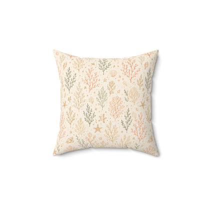Coral Garden Pillow - Coastal Throw Pillow - Sea Coral Decorative Cushion - Pastel Beach Home Decor