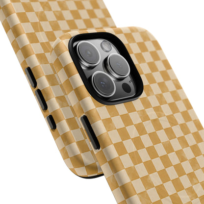 Golden Check Magnetic Protective Phone Case – Tough Dual-Layer Cover