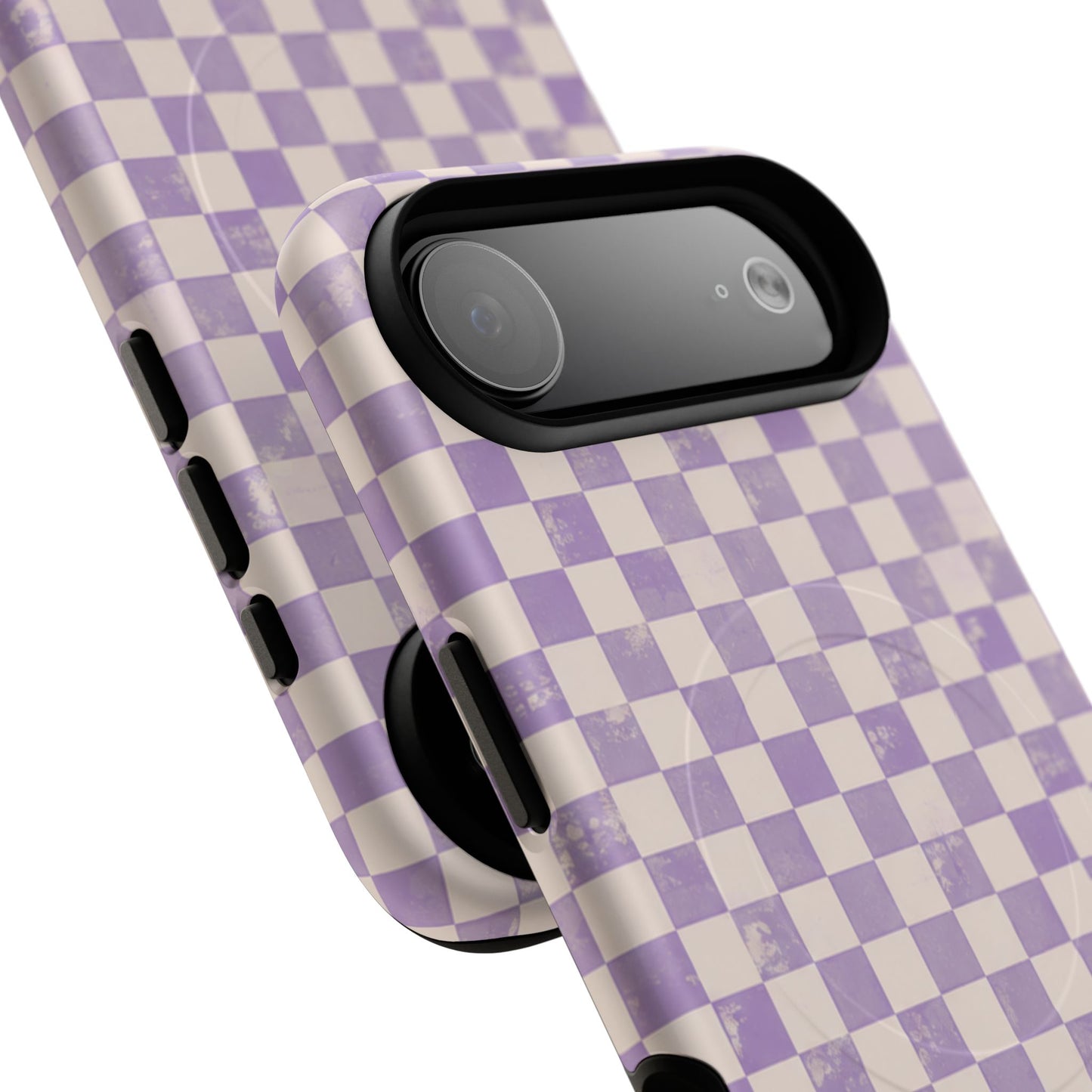 Lavender Check Magnetic Protective Phone Case – Tough Dual-Layer Cover
