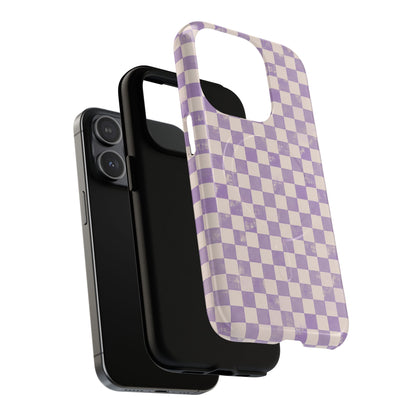 Lavender Check Magnetic Protective Phone Case – Tough Dual-Layer Cover