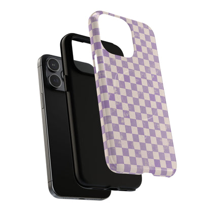 Lavender Check Magnetic Protective Phone Case – Tough Dual-Layer Cover