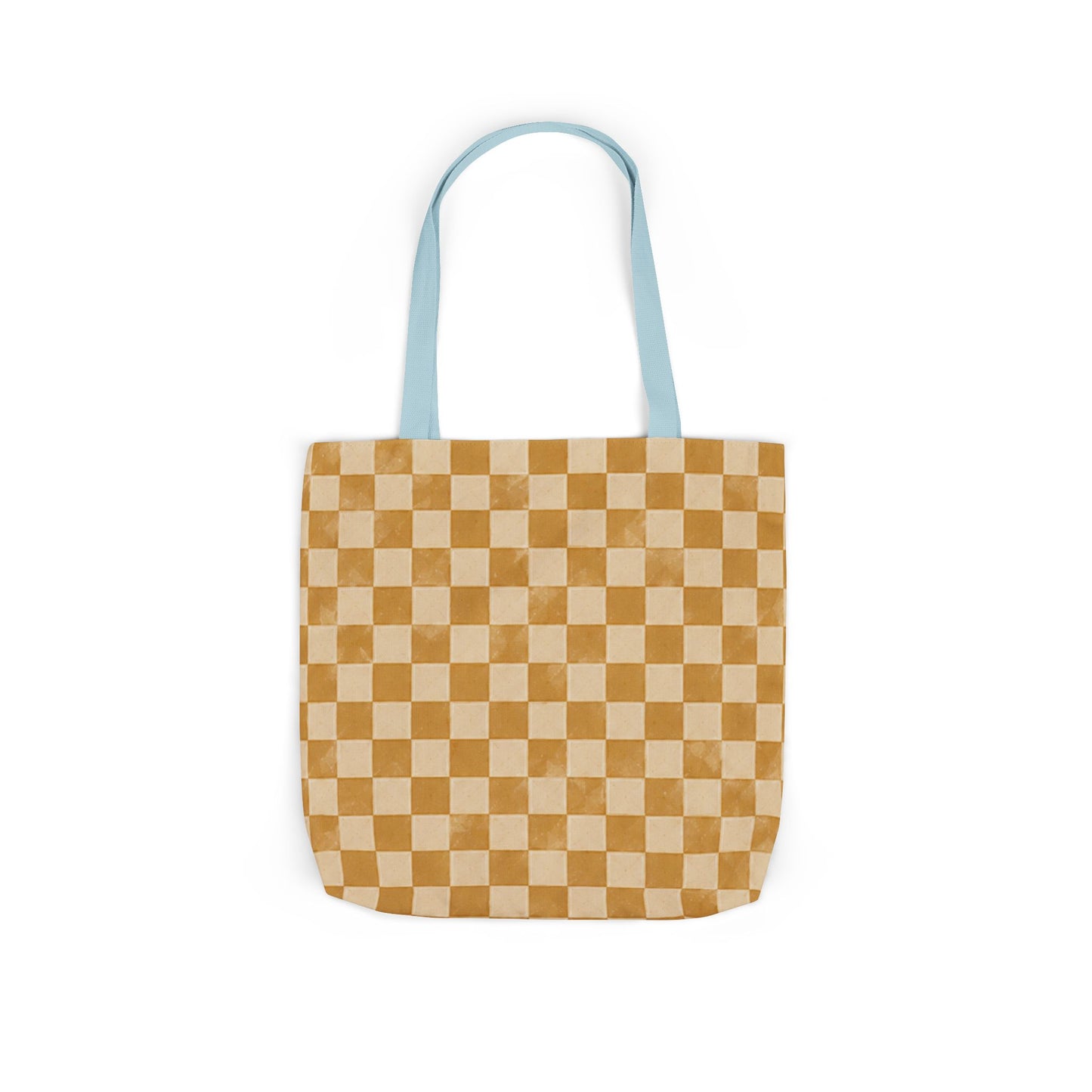 Golden Check Tote Bag - Mustard Checkerboard Canvas Bag - Retro Market Tote - Everyday Shopping Bag