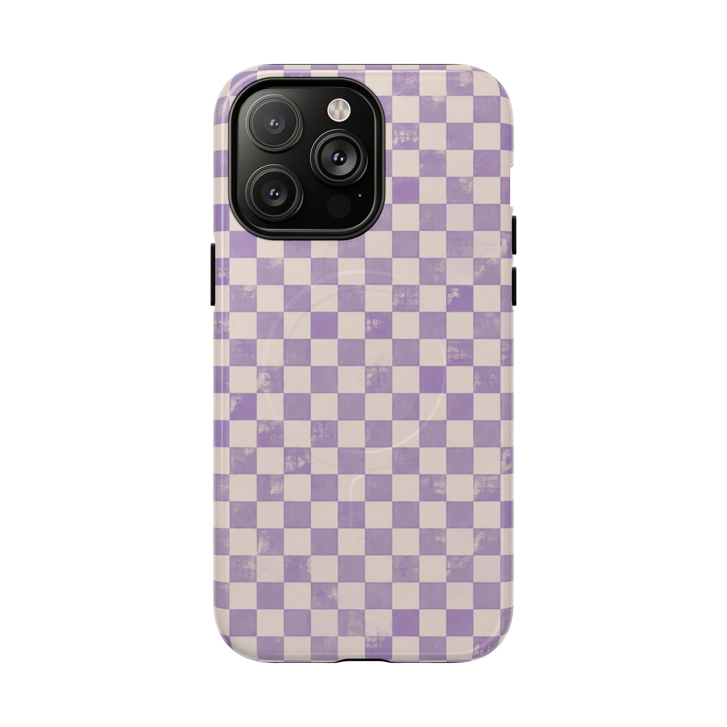 Lavender Check Magnetic Protective Phone Case – Tough Dual-Layer Cover