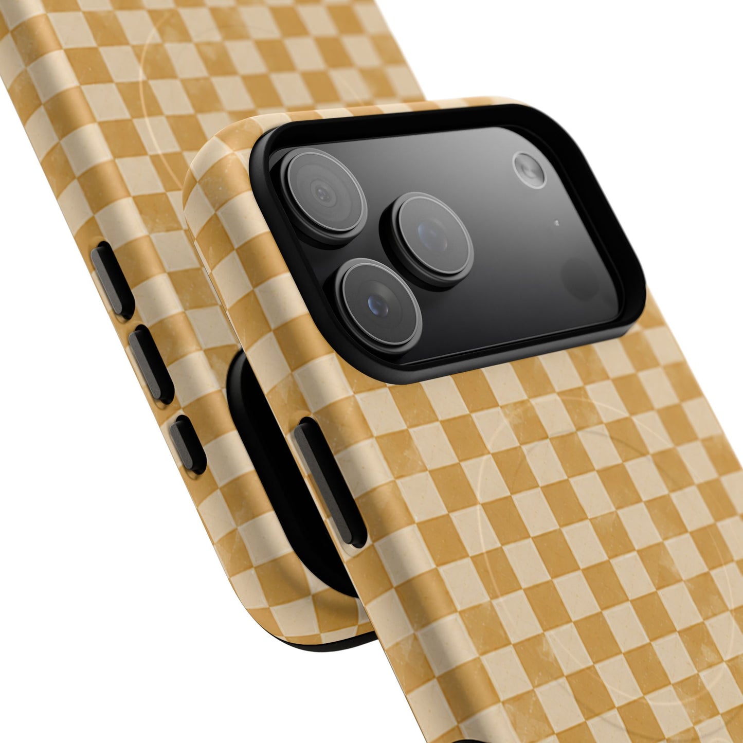 Golden Check Magnetic Protective Phone Case – Tough Dual-Layer Cover