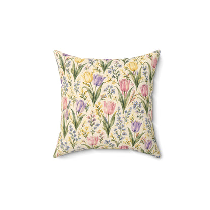 Tulip Whispers Pillow - Pastel Tulip Throw Pillow - Floral Decorative Cushion - Cottage Garden Decor