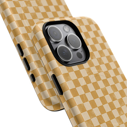 Golden Check Magnetic Protective Phone Case – Tough Dual-Layer Cover