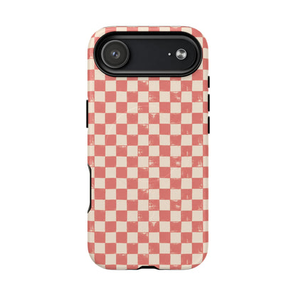 Coral Check Magnetic Protective Phone Case – Tough Dual-Layer Cover
