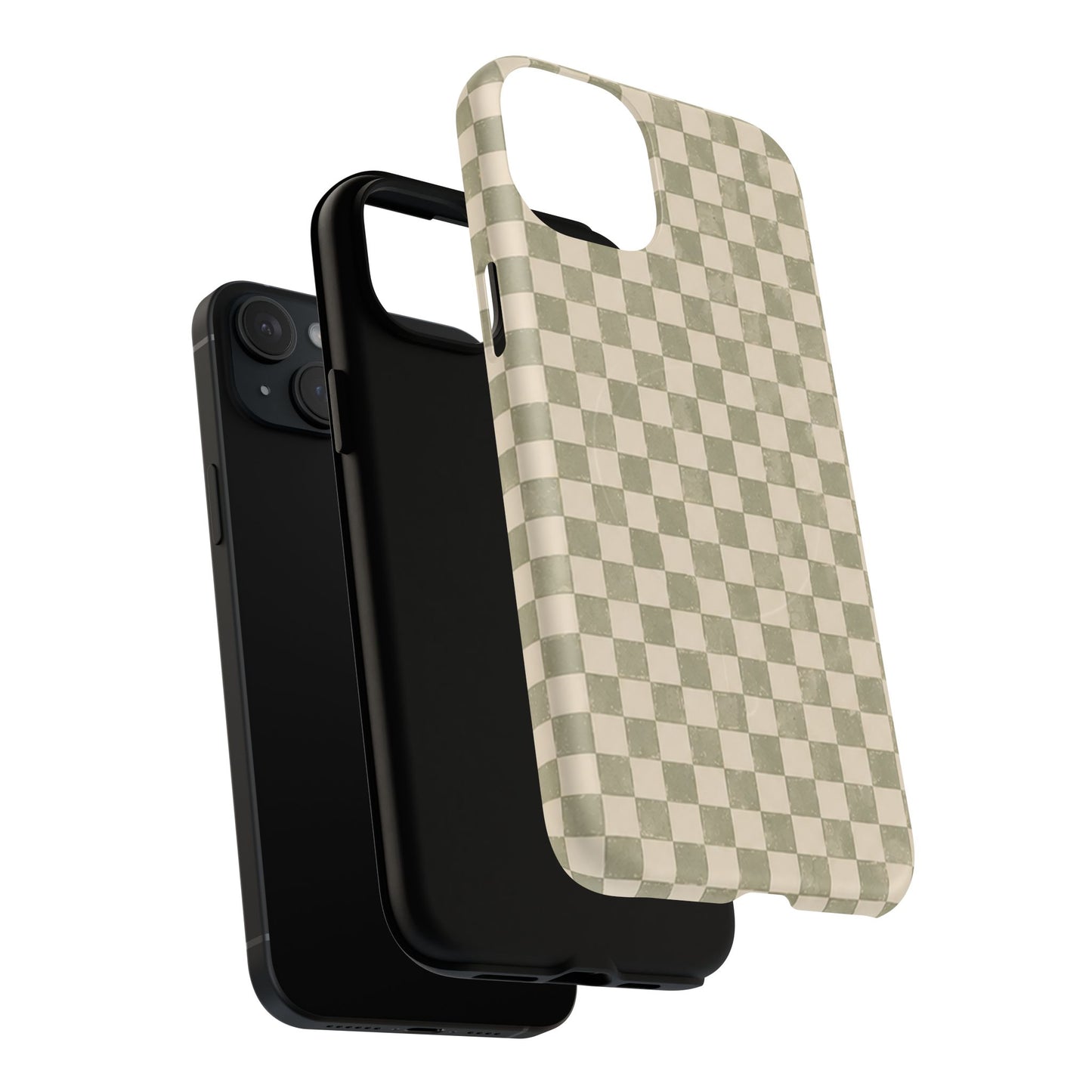Sage Check Magnetic Protective Phone Case – Tough Dual-Layer Cover