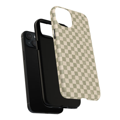 Sage Check Magnetic Protective Phone Case – Tough Dual-Layer Cover