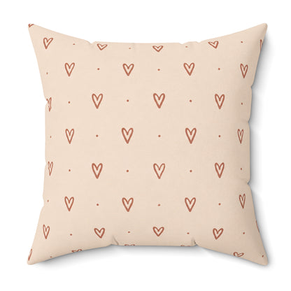 Little Sweet Hearts Pillow - Blush Heart Throw Pillow - Cute Decorative Cushion - Neutral Bedroom Decor