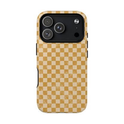 Golden Check Magnetic Protective Phone Case – Tough Dual-Layer Cover