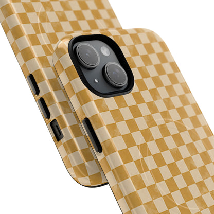 Golden Check Magnetic Protective Phone Case – Tough Dual-Layer Cover