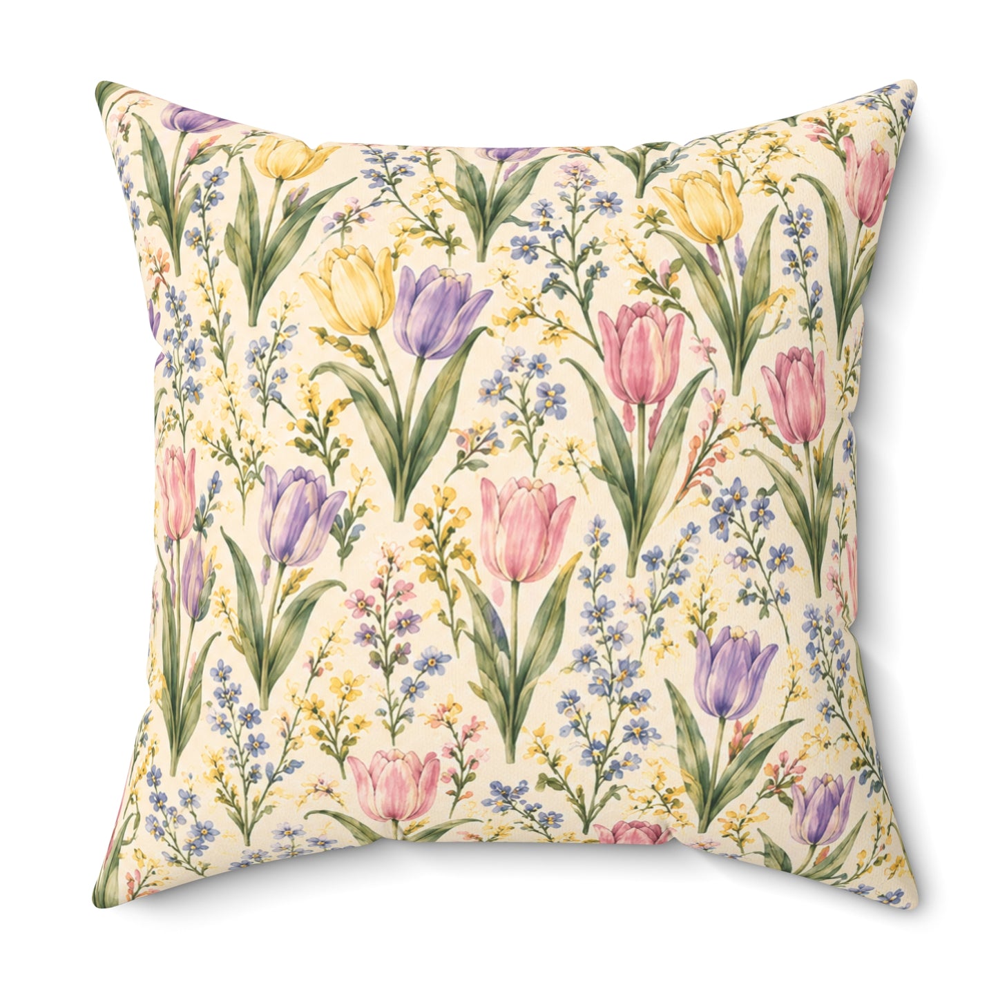 Tulip Whispers Pillow - Pastel Tulip Throw Pillow - Floral Decorative Cushion - Cottage Garden Decor