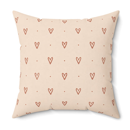 Little Sweet Hearts Pillow - Blush Heart Throw Pillow - Cute Decorative Cushion - Neutral Bedroom Decor