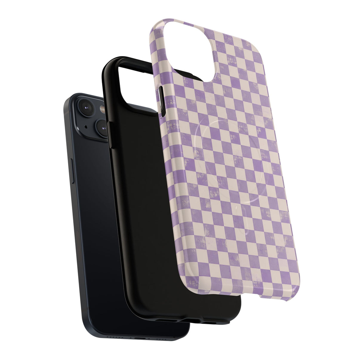Lavender Check Magnetic Protective Phone Case – Tough Dual-Layer Cover