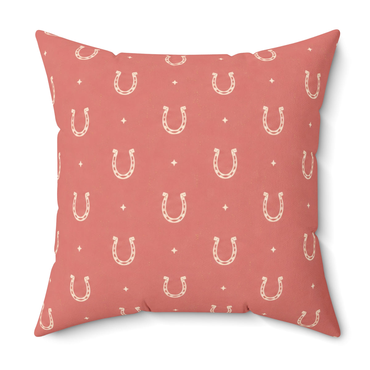 Lucky Blush Pillow - Pink Horseshoe Throw Pillow - Western Decorative Cushion - Cowgirl Boho Home Decor