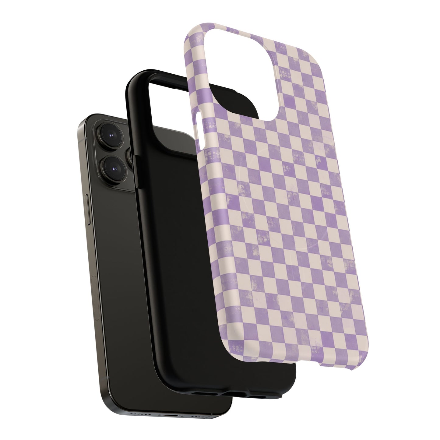 Lavender Check Magnetic Protective Phone Case – Tough Dual-Layer Cover