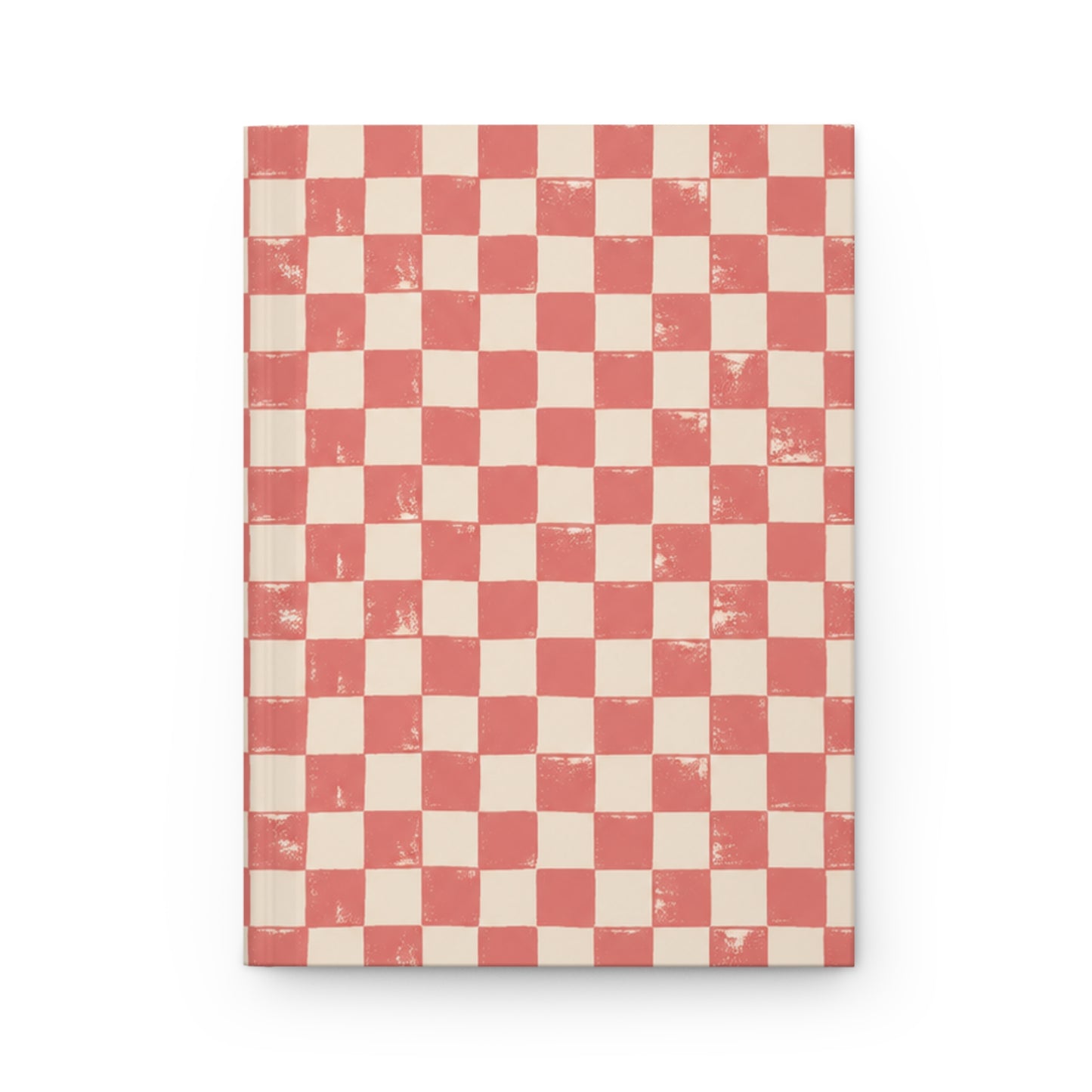 Coral Check Hardcover Journal – Lined Checkerboard Notebook