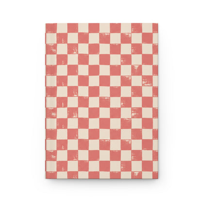 Coral Check Hardcover Journal – Lined Checkerboard Notebook