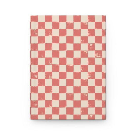 Coral Check Hardcover Journal – Lined Checkerboard Notebook