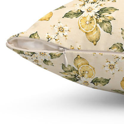 Limonella Garden Pillow - Lemon Floral Throw Pillow - Botanical Decorative Cushion - Cottage Kitchen Decor
