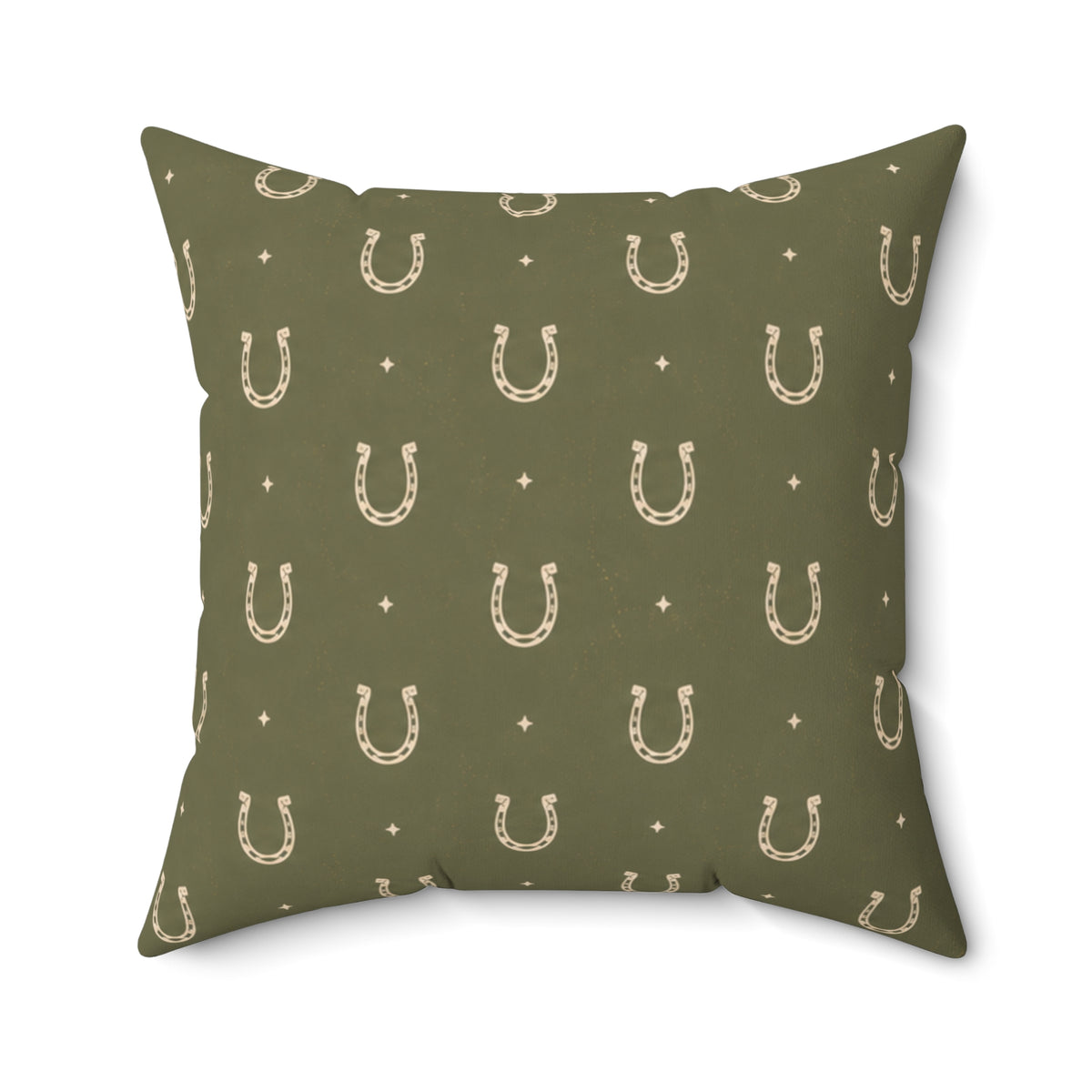 Lucky Olive Horseshoe Throw Pillow – Western Boho Decorative Cushion