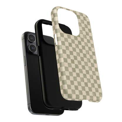 Sage Check Magnetic Protective Phone Case – Tough Dual-Layer Cover