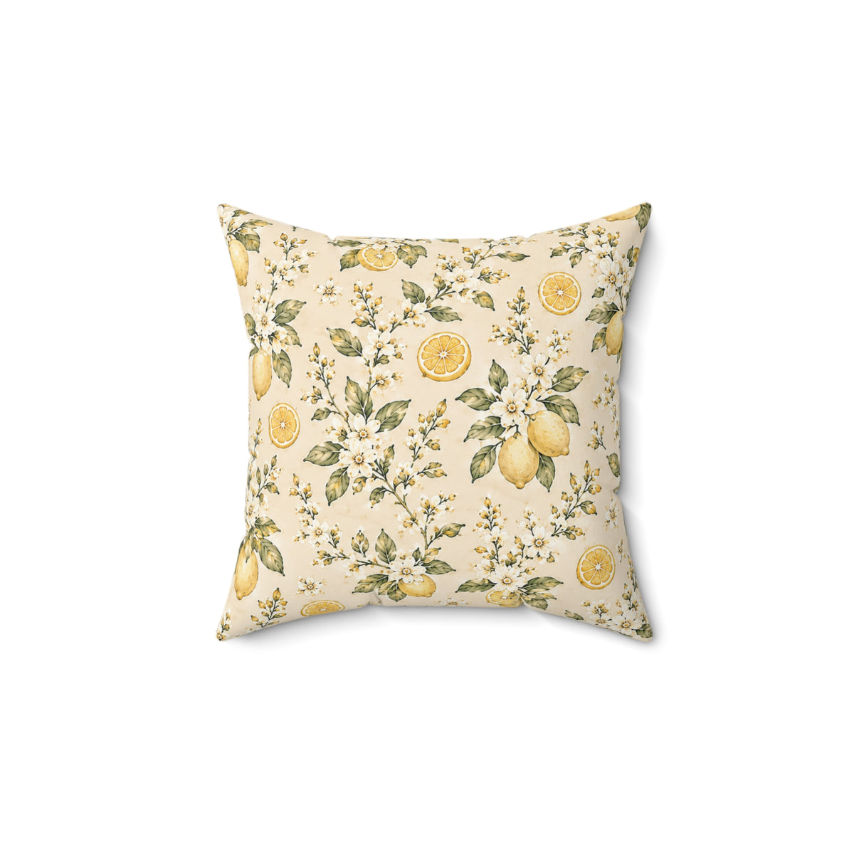 Limonella Garden Pillow - Lemon Floral Throw Pillow - Botanical Decorative Cushion - Cottage Kitchen Decor