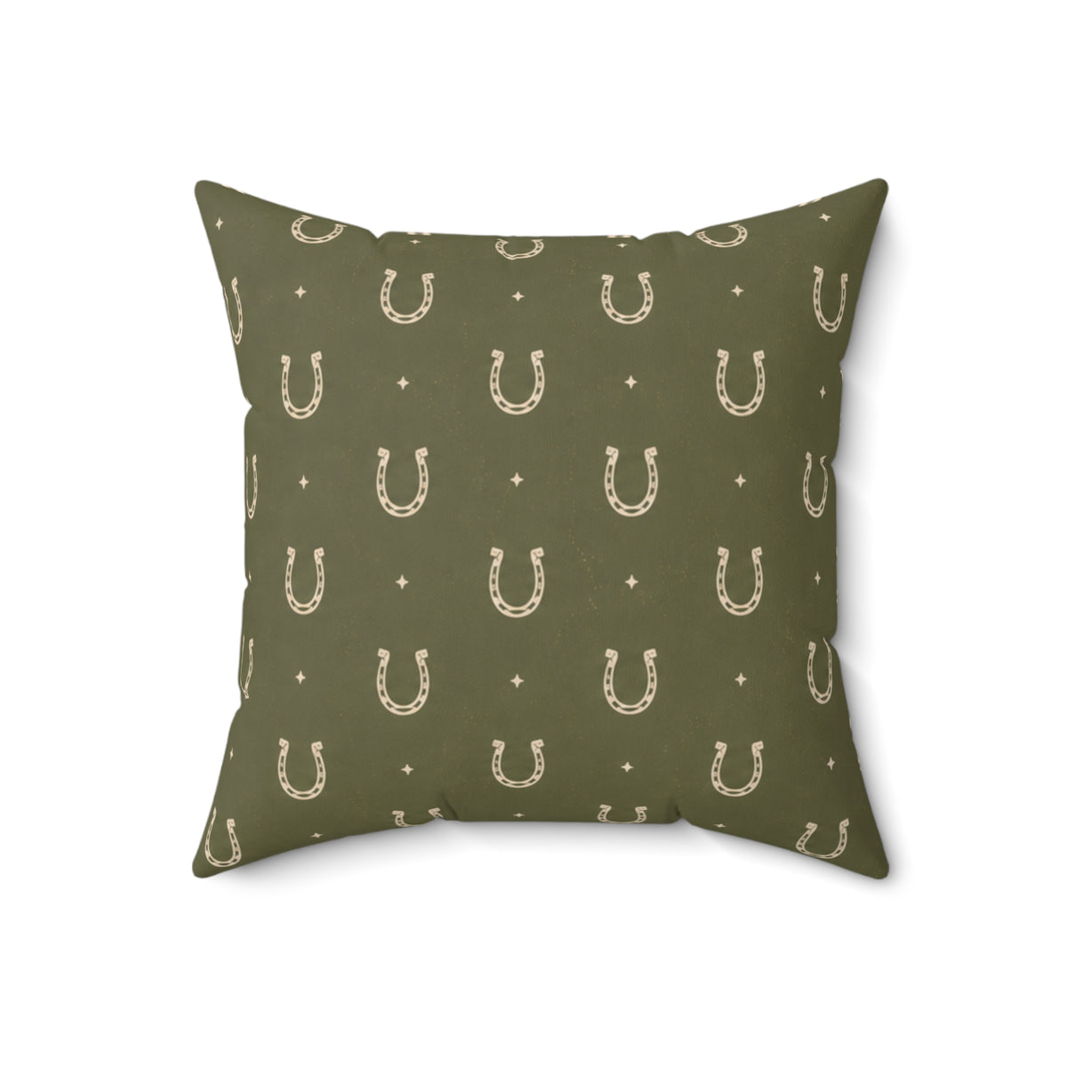 Lucky Olive Horseshoe Throw Pillow – Western Boho Decorative Cushion