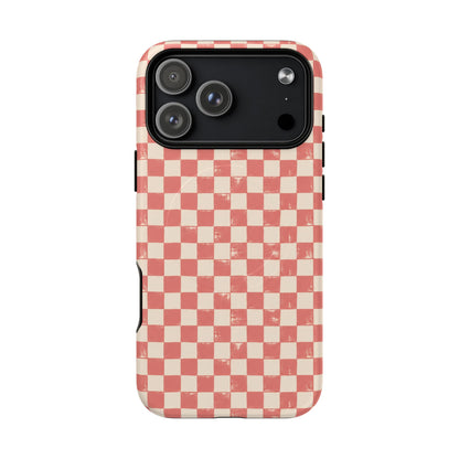 Coral Check Magnetic Protective Phone Case – Tough Dual-Layer Cover