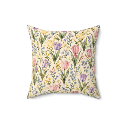 Tulip Whispers Pillow - Pastel Tulip Throw Pillow - Floral Decorative Cushion - Cottage Garden Decor