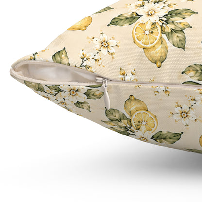 Limonella Garden Pillow - Lemon Floral Throw Pillow - Botanical Decorative Cushion - Cottage Kitchen Decor