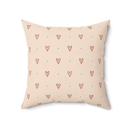 Little Sweet Hearts Pillow - Blush Heart Throw Pillow - Cute Decorative Cushion - Neutral Bedroom Decor