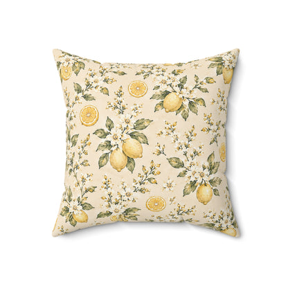 Limonella Garden Pillow - Lemon Floral Throw Pillow - Botanical Decorative Cushion - Cottage Kitchen Decor