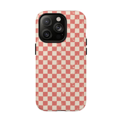 Coral Check Magnetic Protective Phone Case – Tough Dual-Layer Cover