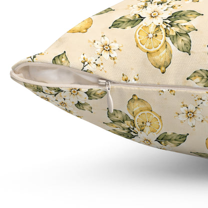 Limonella Garden Pillow - Lemon Floral Throw Pillow - Botanical Decorative Cushion - Cottage Kitchen Decor