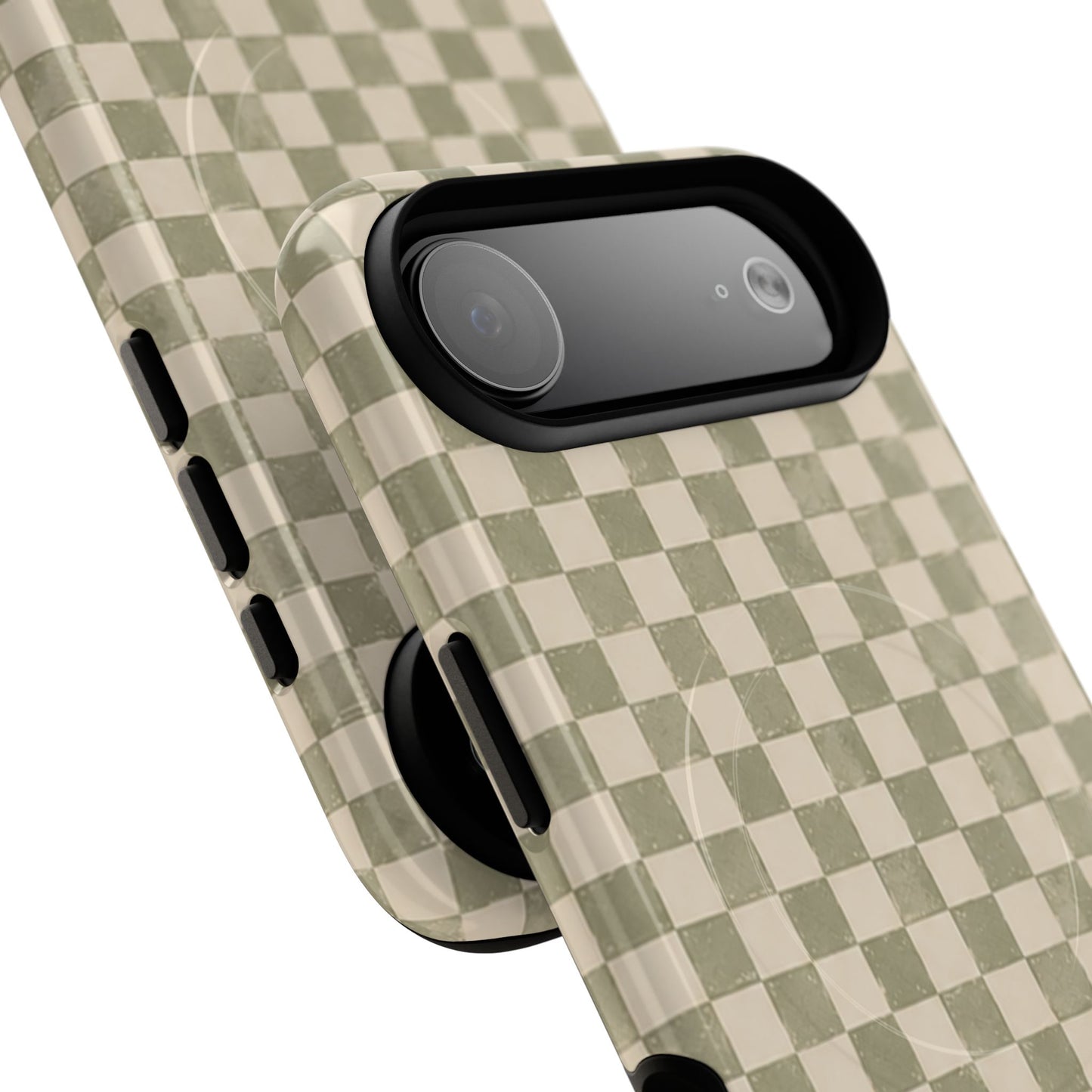 Sage Check Magnetic Protective Phone Case – Tough Dual-Layer Cover