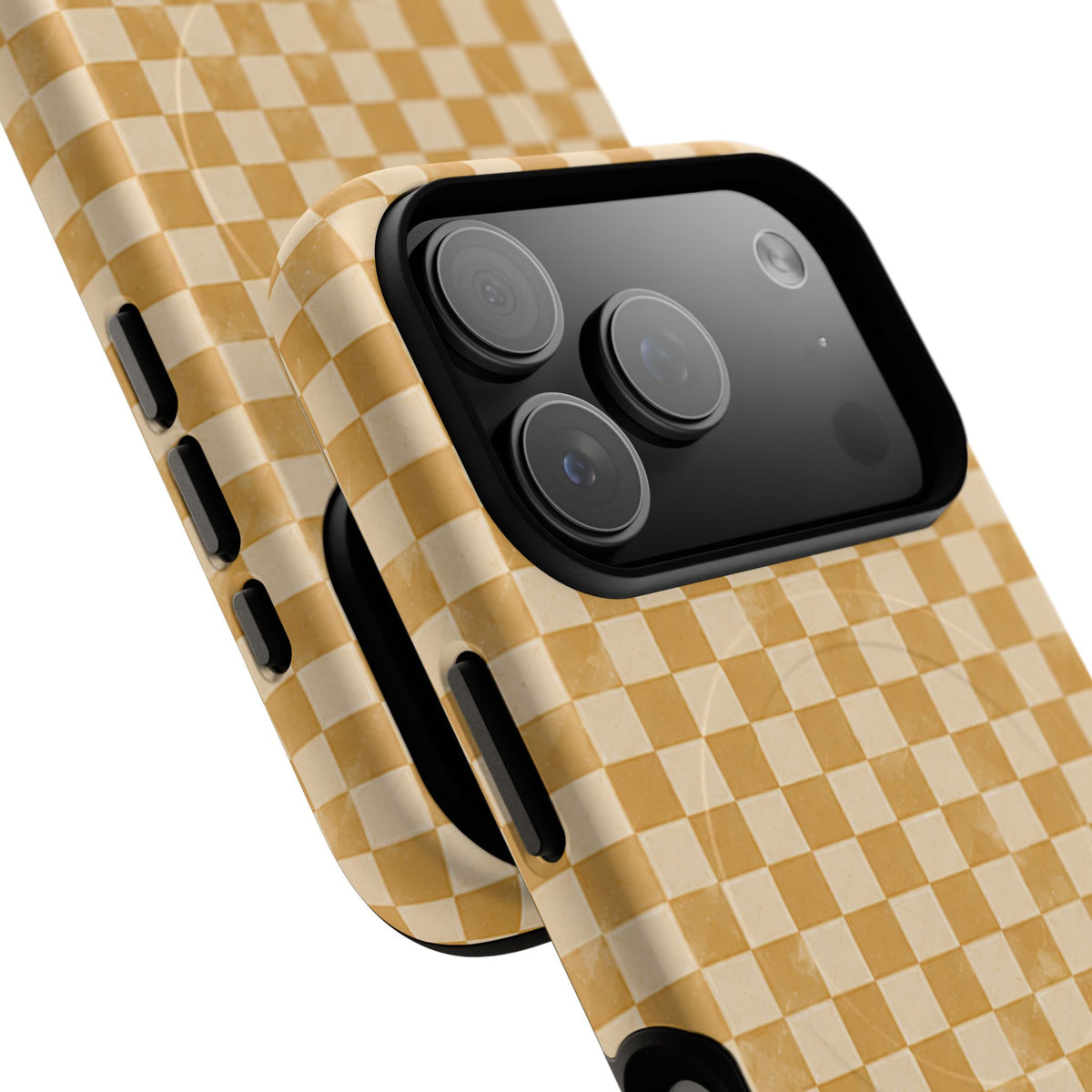 Golden Check Magnetic Protective Phone Case – Tough Dual-Layer Cover