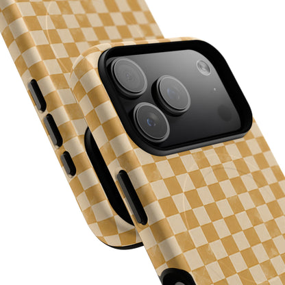 Golden Check Magnetic Protective Phone Case – Tough Dual-Layer Cover