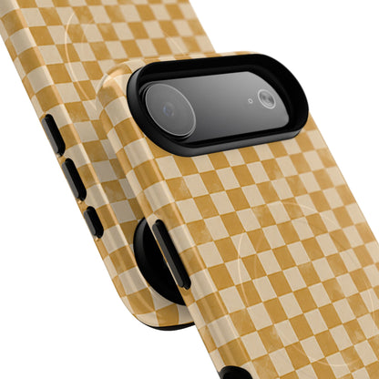Golden Check Magnetic Protective Phone Case – Tough Dual-Layer Cover