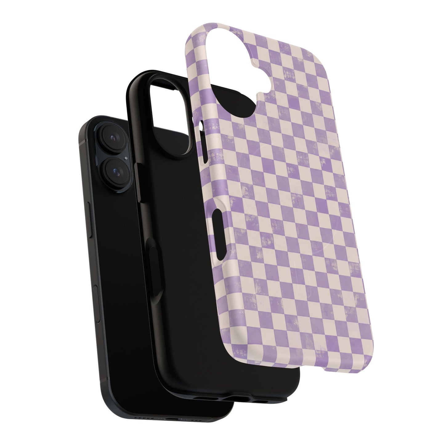Lavender Check Magnetic Protective Phone Case – Tough Dual-Layer Cover