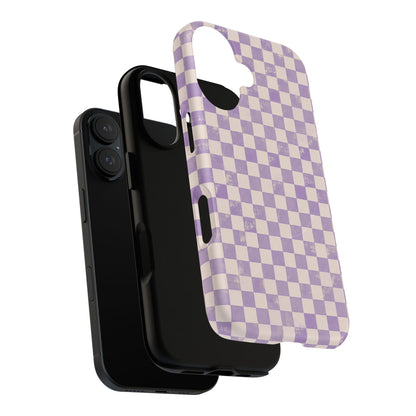 Lavender Check Magnetic Protective Phone Case – Tough Dual-Layer Cover